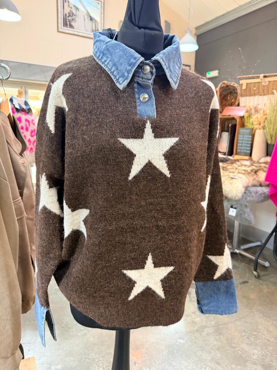 Star Knit Polo Jumper