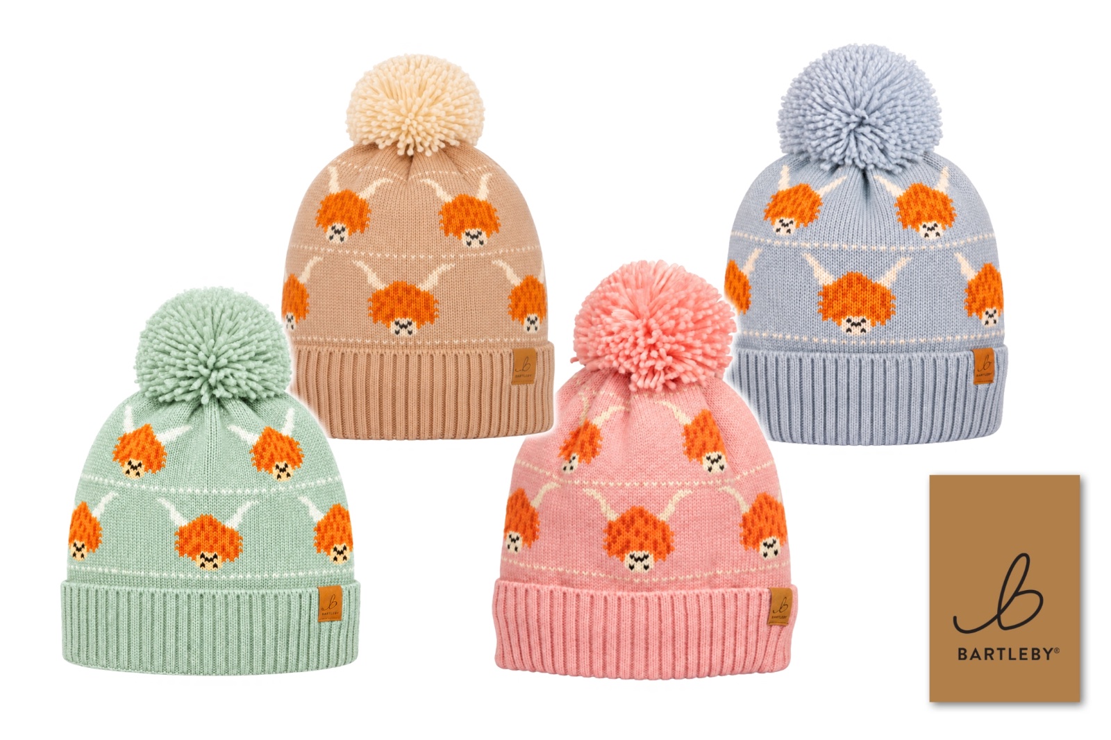 Waterproof Bobble Hat - Highland Cow