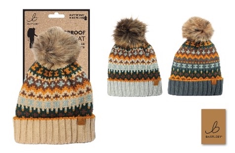 Waterproof Bobble Hat, Nordic Knit